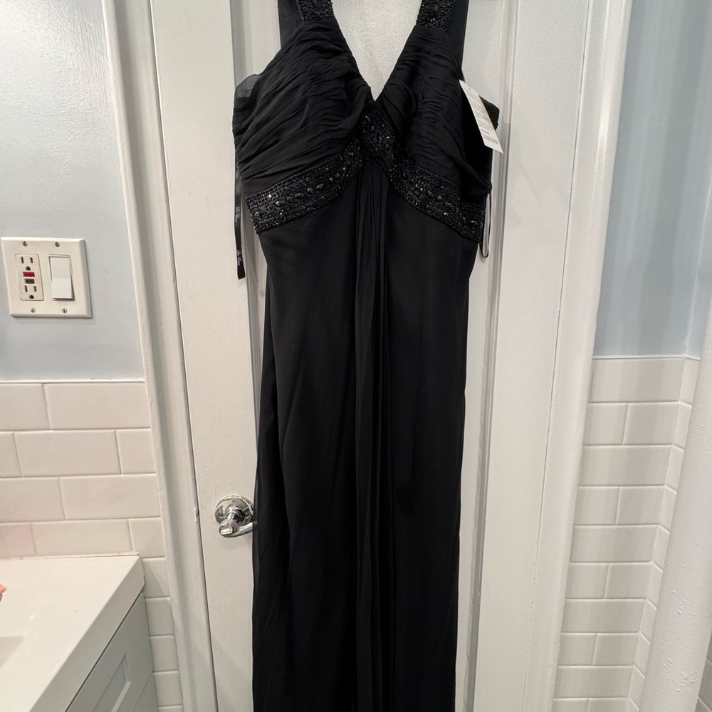 Beautiful black dress-silk-long-beaded